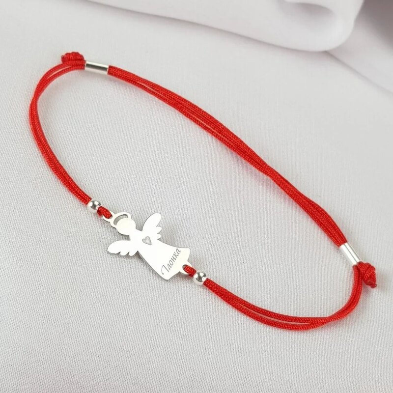 Браслет-на-шелковой-нитке-с-серебряной-фигуркой-ангела-гравировка-Браслет-красная-нить-4